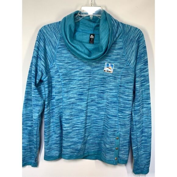 -1. RBX Women's Arctic Barrier Snaps Side Cowl Neck Sweatshirt Blue Size XL NWT - Picture 1 of 10